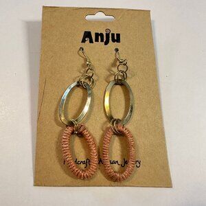ANJU Sachi Earrings • Raffia, Cotton & Wood, 3″